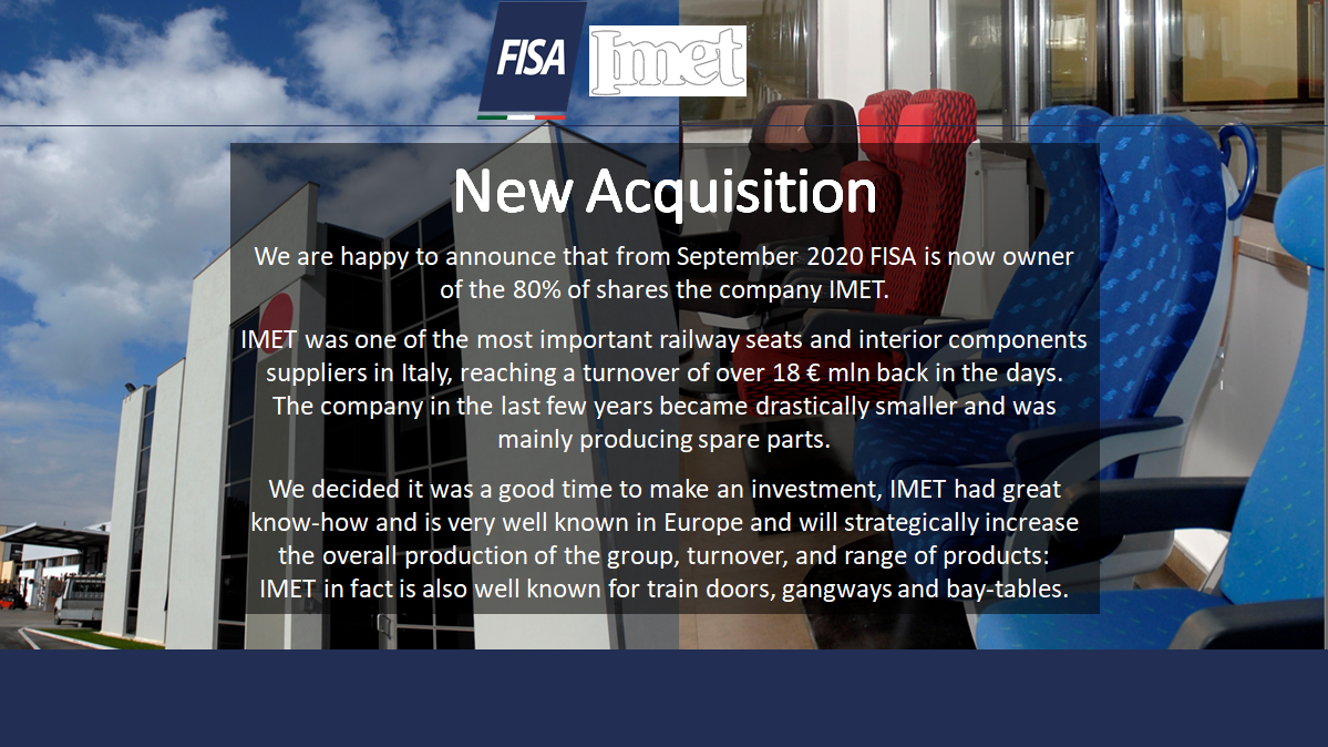 FISA finalized the acquisition of IMET