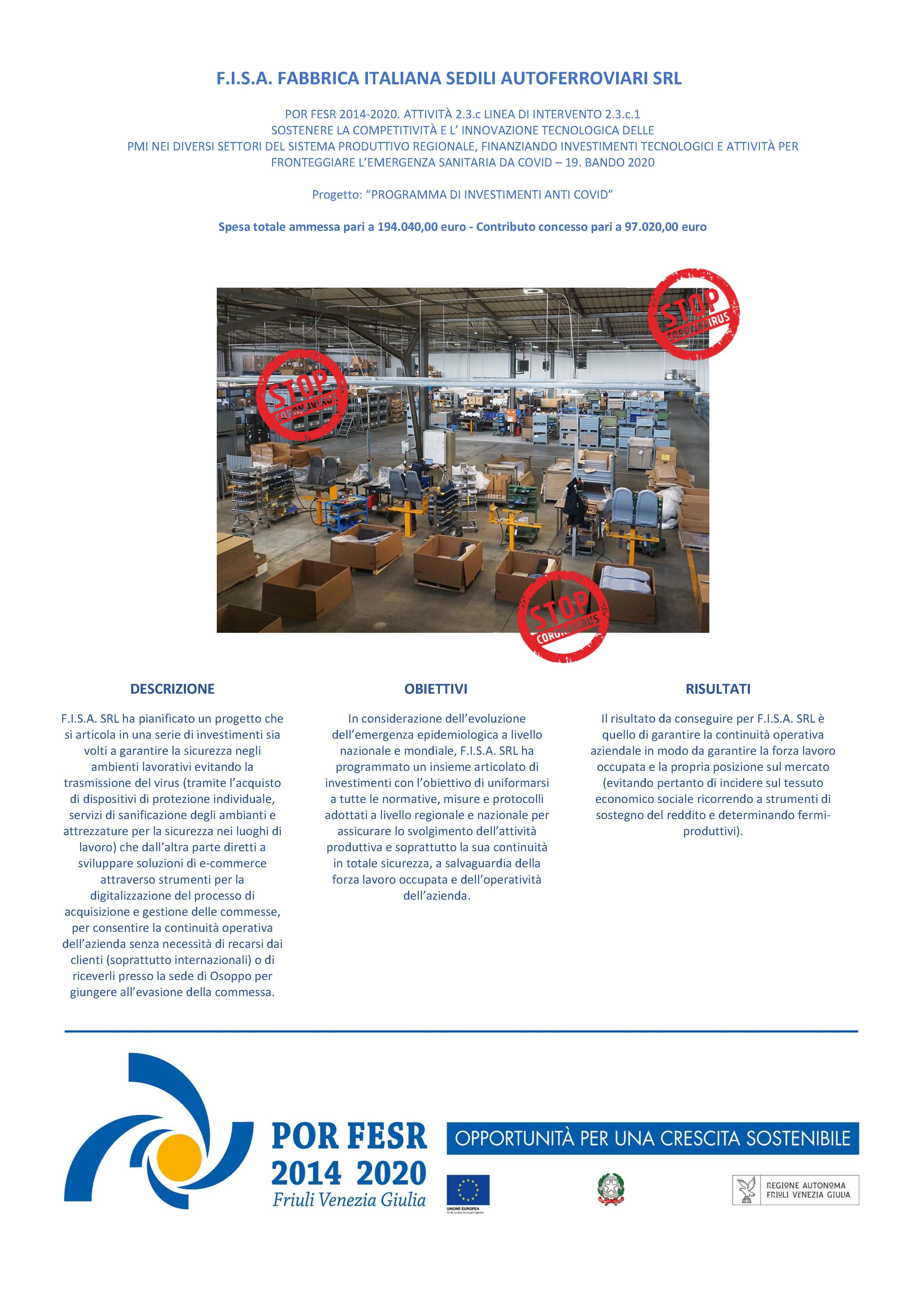 PROGRAMMA DI INVESTIMENTI ANTI COVID